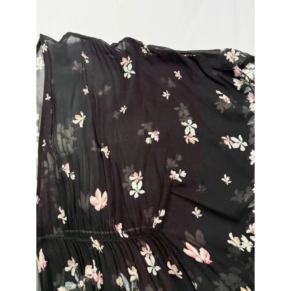 Agua Bendita floral kimono tunic beach cover-up, botanical floral pattern